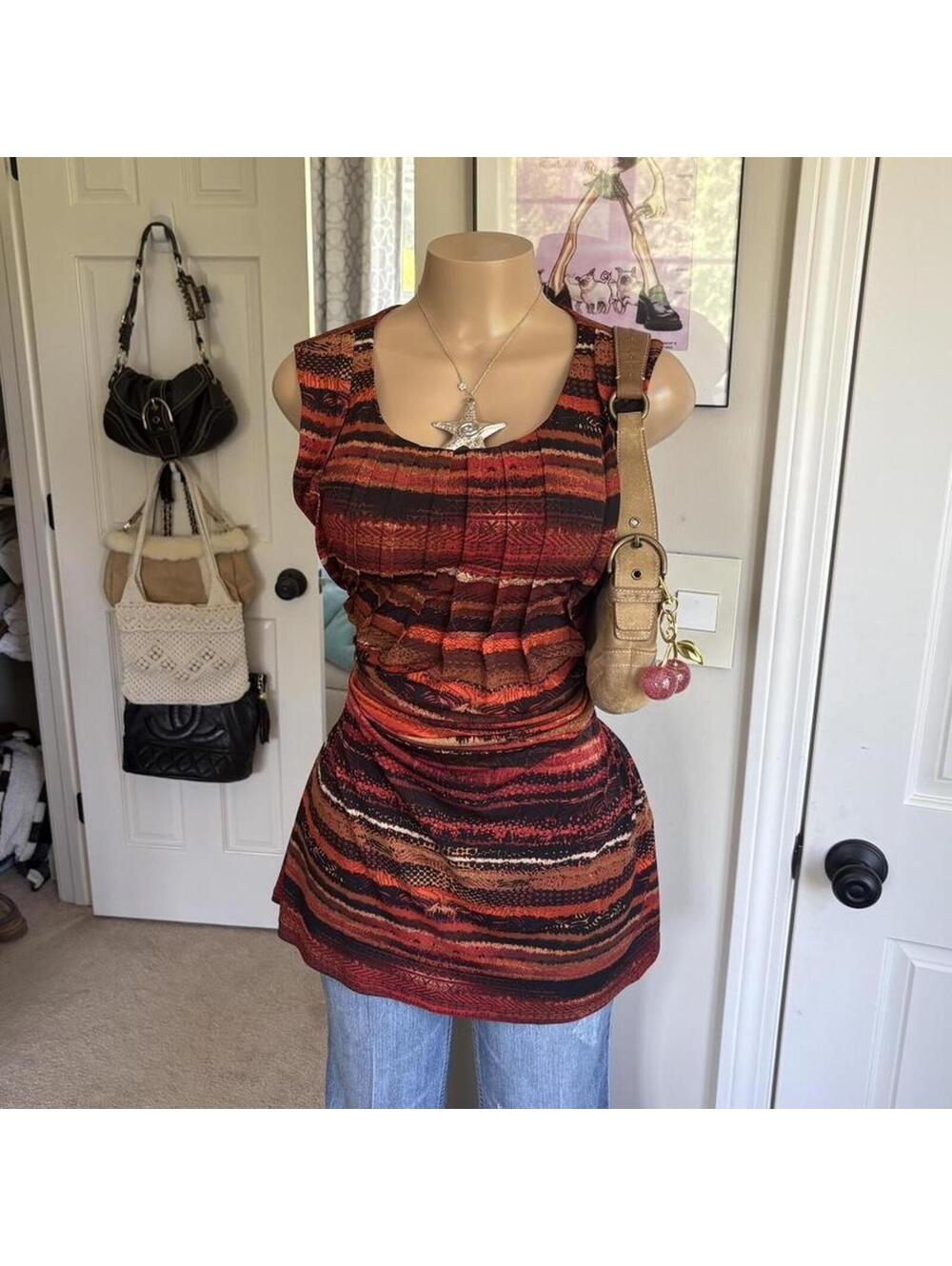 y2k 2000s‎ avant garde red patterned ruched going out dress